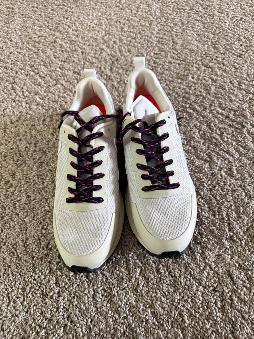 Women’s White Athletic Sneakers with Black & Pink Accents